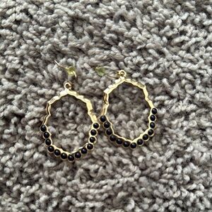 Black and Gold Ornate Dangle Earrings